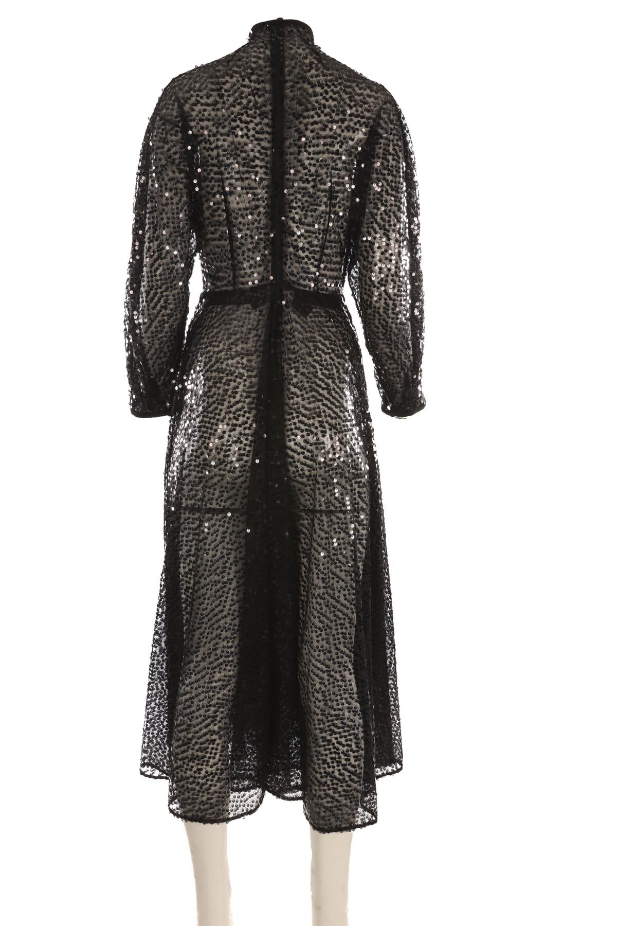 EMILIA WICKSTEAD BLACK SEQUIN MAXI DRESS UK 10