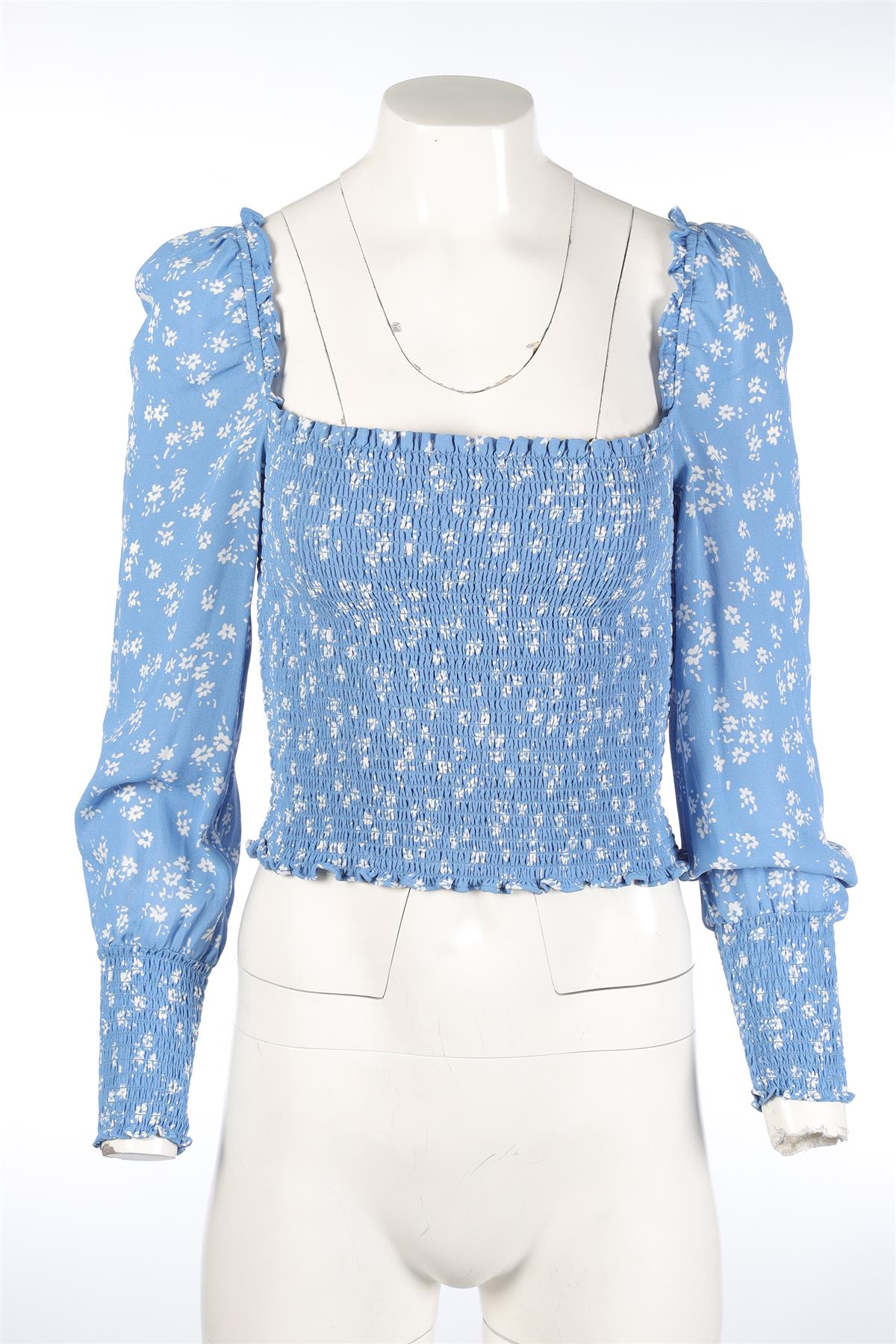 REFORMATION BLUE CREPE TOP SMALL