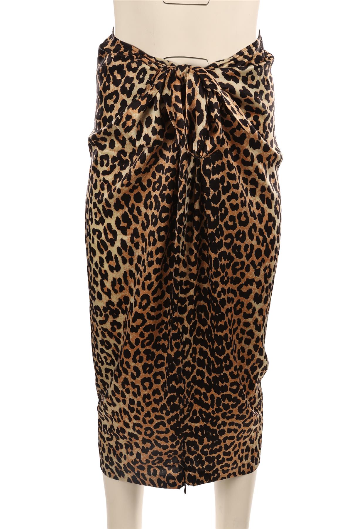 GANNI BROWN SILK MIDI SKIRT DE 38 UK 10
