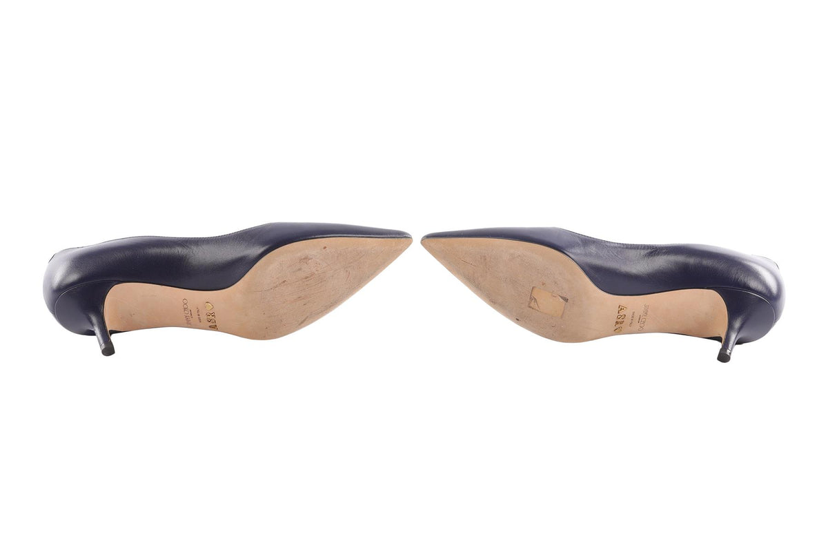 JIMMY CHOO NAVY LEATHER PUMPS EU 36.5 UK 3.5 US 6.5