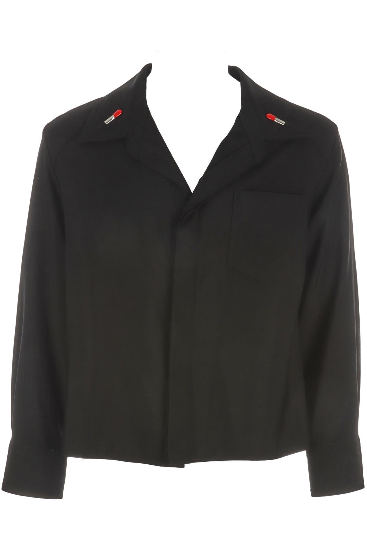 BOTTEGA VENETA BLACK MENS MATCHES WOOL SHIRT SMALL