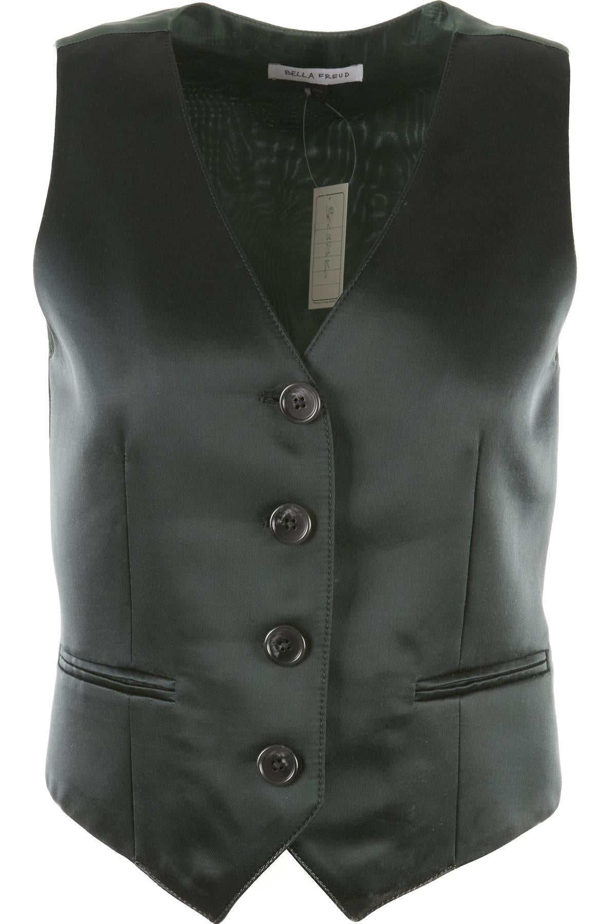 BELLA FREUD GREEN SATIN WAISTCOAT UK 8