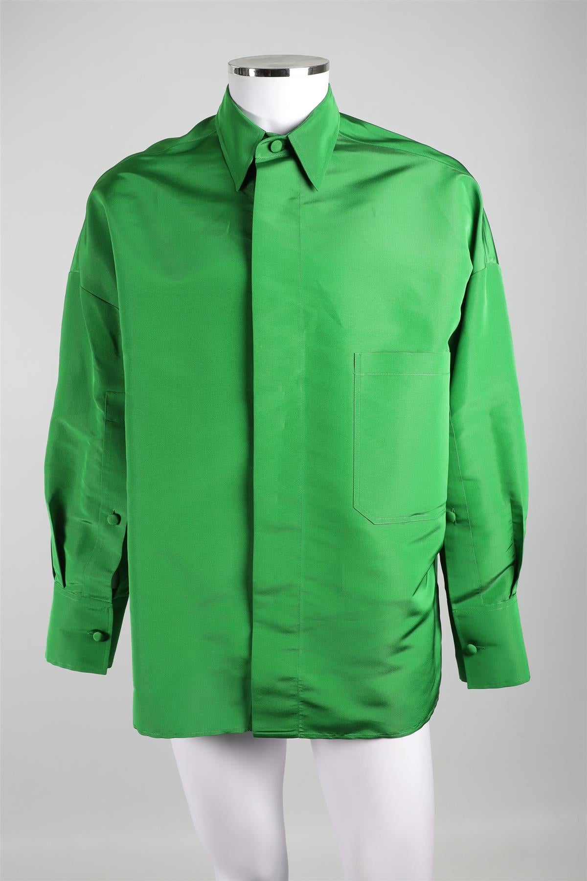 VALENTINO GREEN MEN'S SILK SHIRT IT 48 UK 38