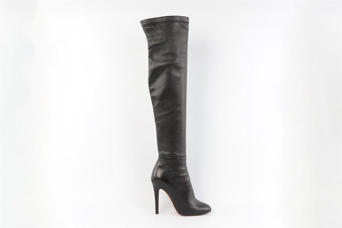 JIMMY CHOO BLACK LEATHER OVER THE KNEE HIGH BOOTS EU 38 UK 5 US 8