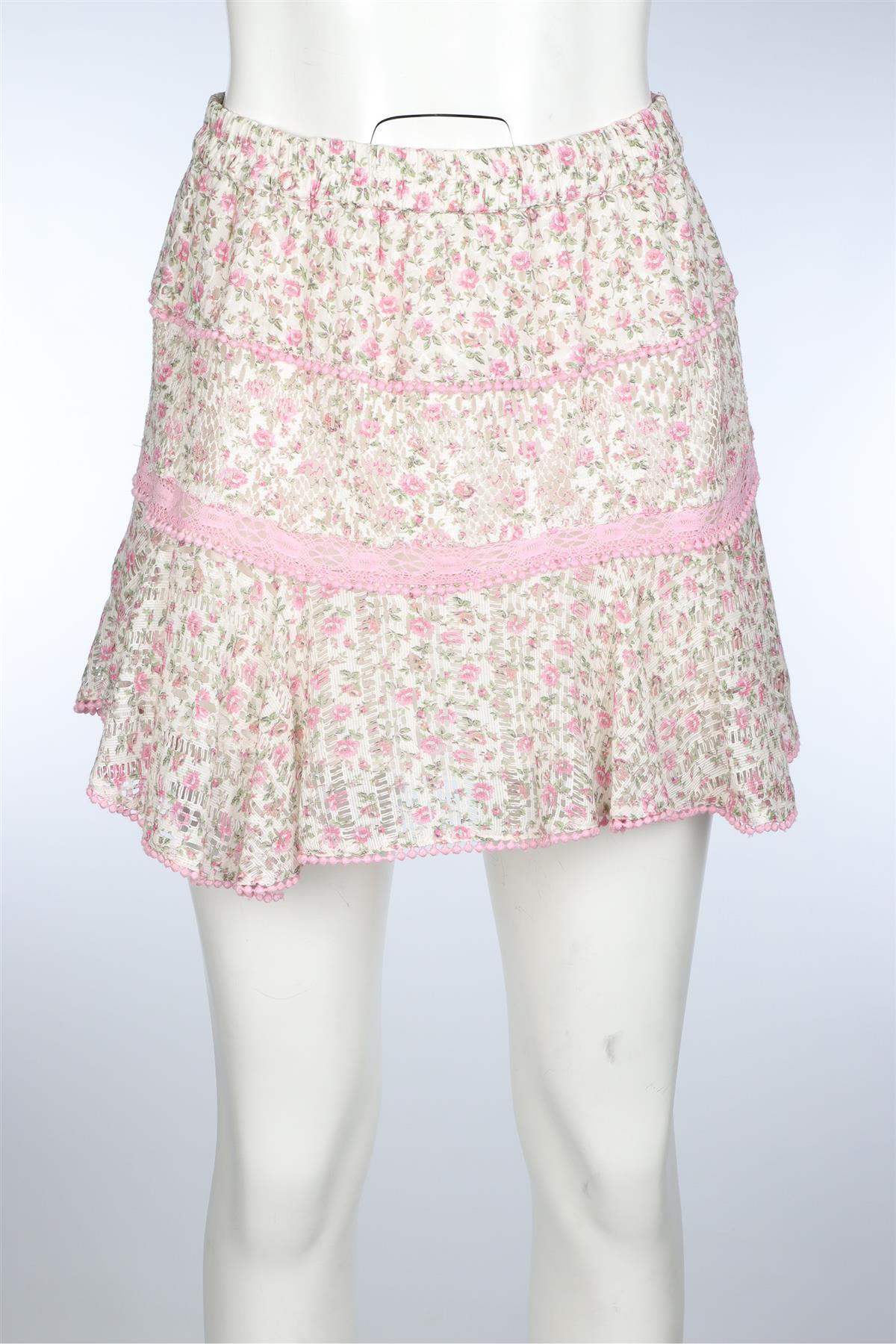 LOVESHACKFANCY PINK COTTON MINI SKIRT SMALL