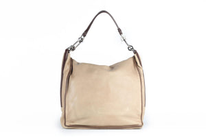 LOEWE BEIGE MAIA ANAGRAM LEATHER SHOULDER BAG