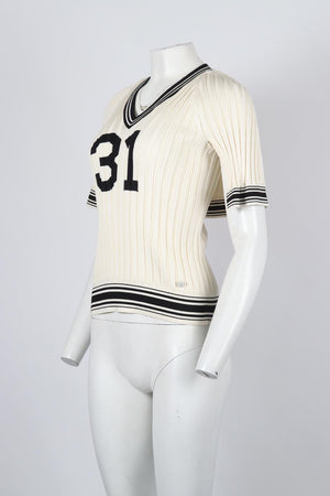 CHANEL 2019 RIBBED SILK BLEND TOP FR 38 UK 10