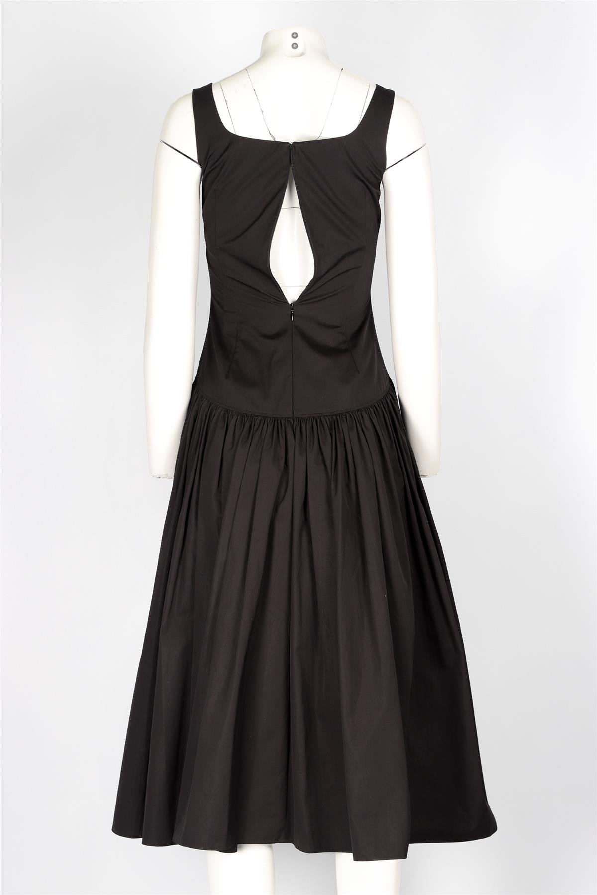 ALEXANDER MCQUEEN BLACK COTTON MIDI DRESS IT 38 UK 6