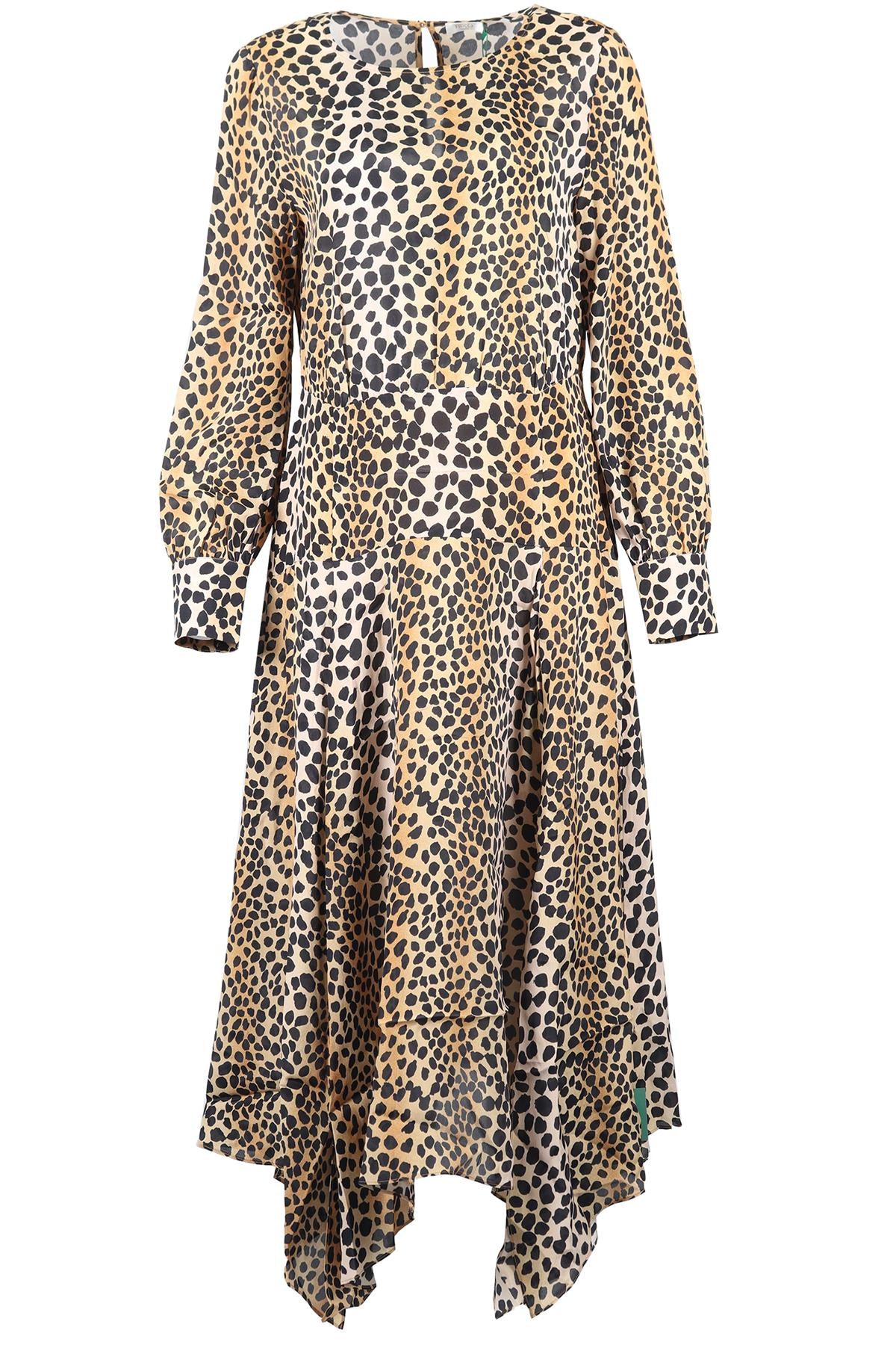 RIXO LEOPARD PRINT SILK BLEND MAXI DRESS LARGE