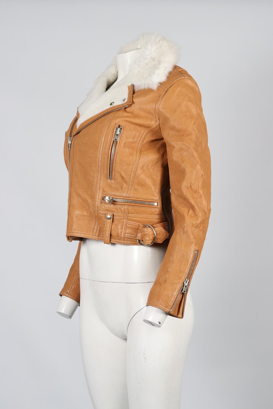 IRO SHEARLING AND LEATHER JACKET FR 36 UK 8