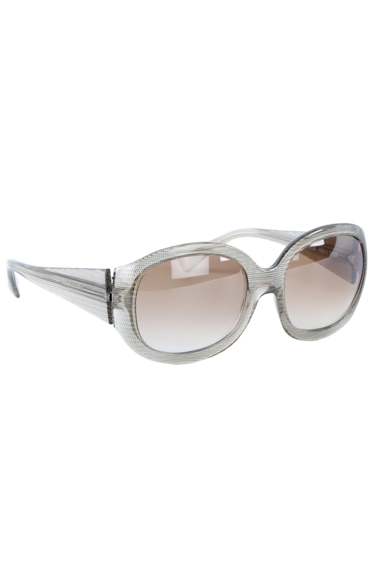 ALAIN MIKLI BEIGE OVAL FRAME ACETATE SUNGLASSES