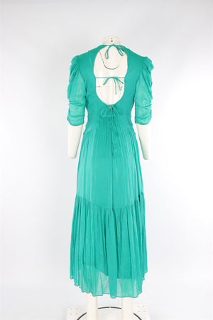 ISABEL MARANT GREEN SILK MAXI DRESS FR 44 UK 16