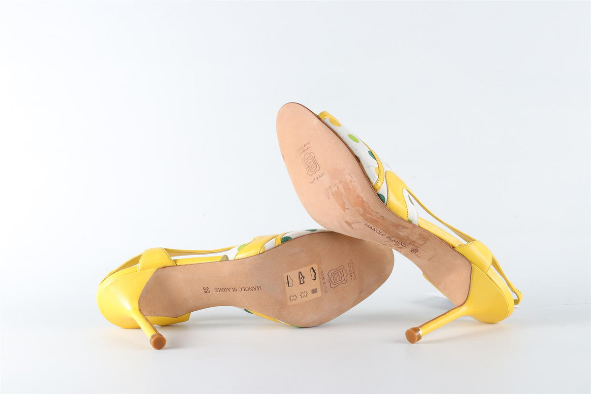 MANOLO BLAHNIK YELLOW LEATHER SLINGBACK SANDALS EU 39 UK 6 US 9