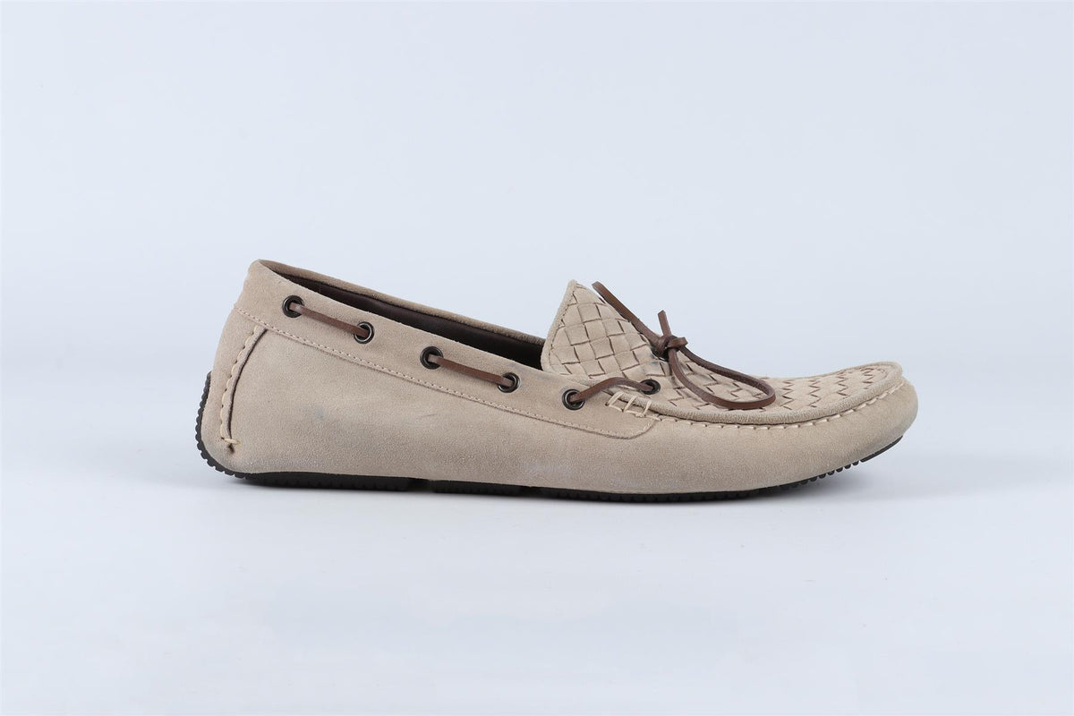 BOTTEGA VENETA GREY MEN'S INTRECCIATO SUEDE LOAFERS EU 44 UK 10 US 11