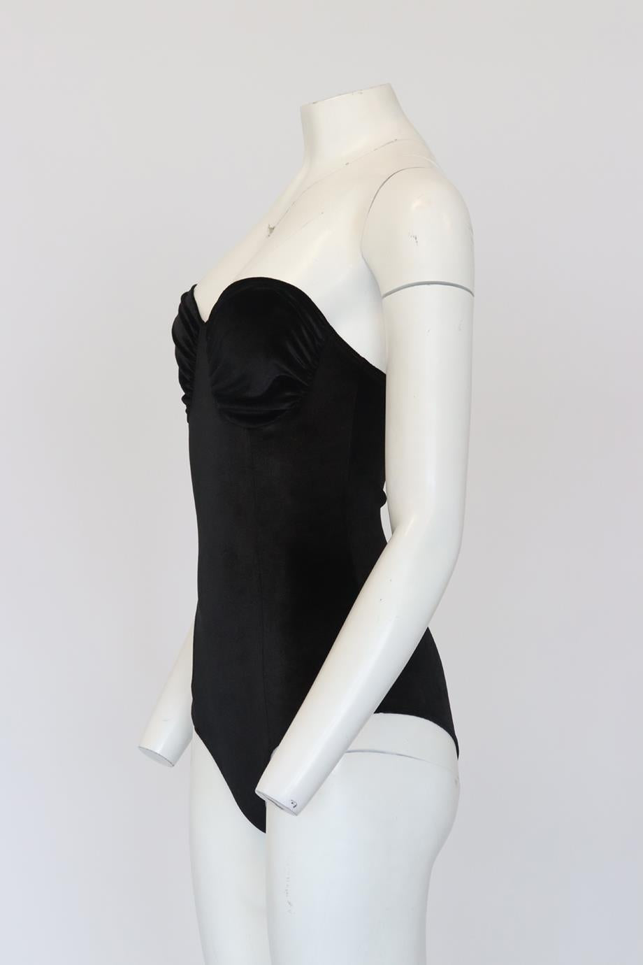 REFORMATION STRAPLESS STRETCH VELVET BODYSUIT SMALL