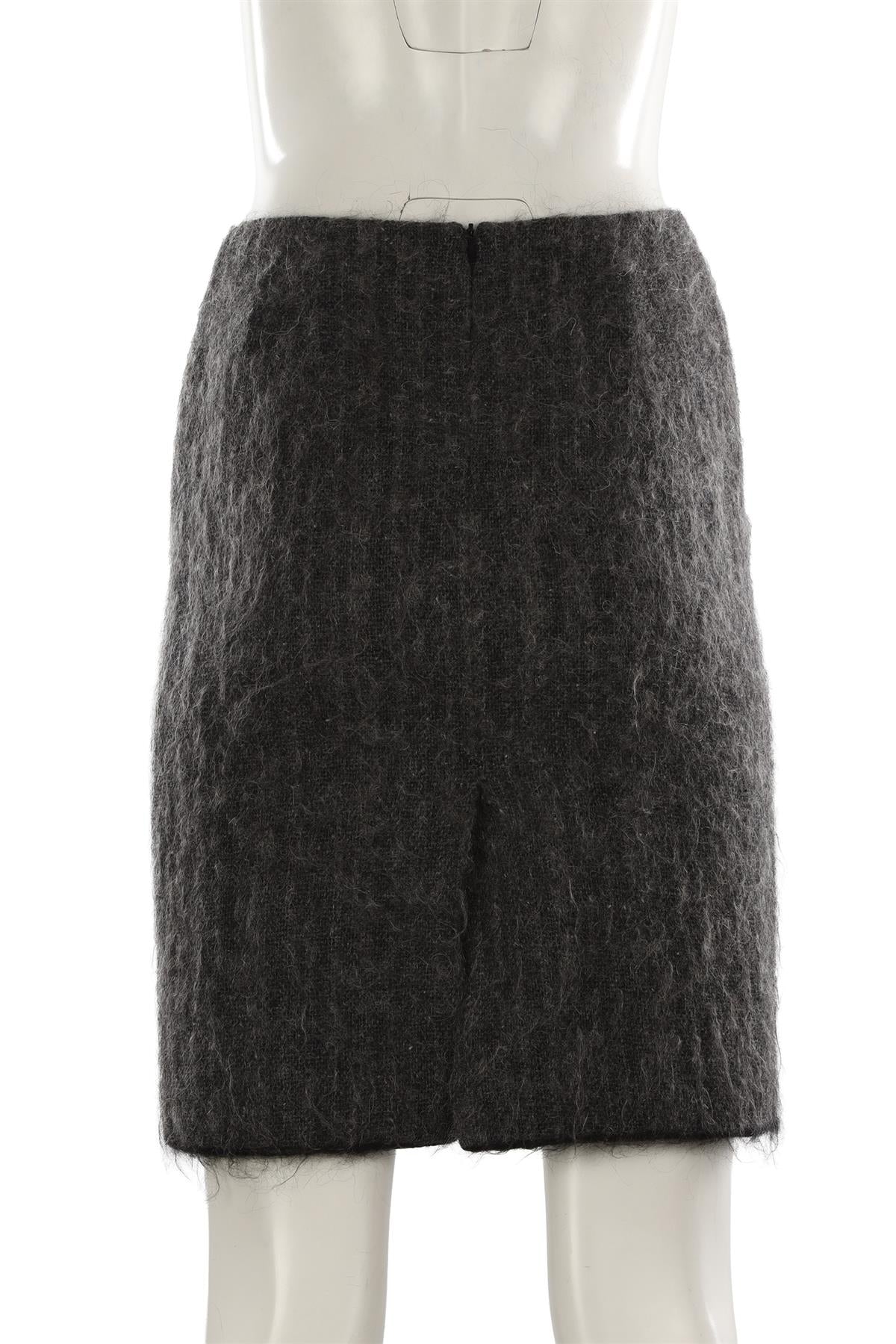 PRADA GREY VINTAGE WOOL MINI SKIRT IT 40 UK 8 US 4