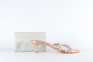 MANOLO BLAHNIK GOLD LEATHER SANDALS EU 40 UK 7 US 10