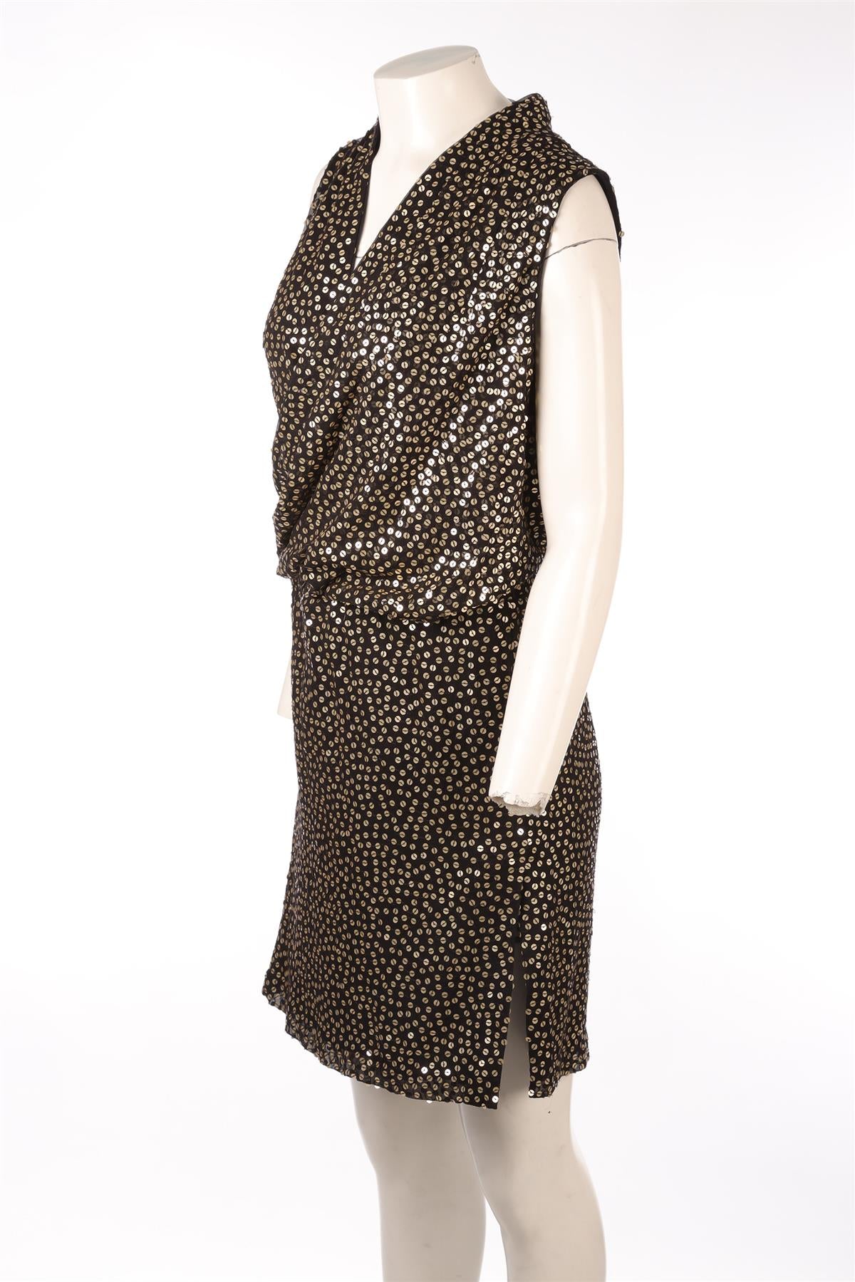 DIANE VON FURSTENBURG BLACK SEQUIN MINI DRESS US 2 UK 6