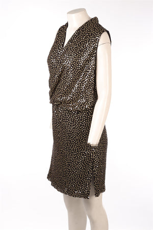 DIANE VON FURSTENBURG BLACK SEQUIN MINI DRESS US 2 UK 6
