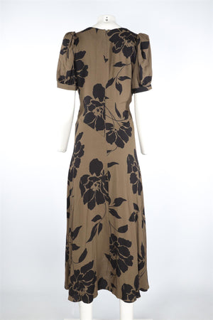 REFORMATION BROWN CREPE MAXI DRESS US 10 UK 14