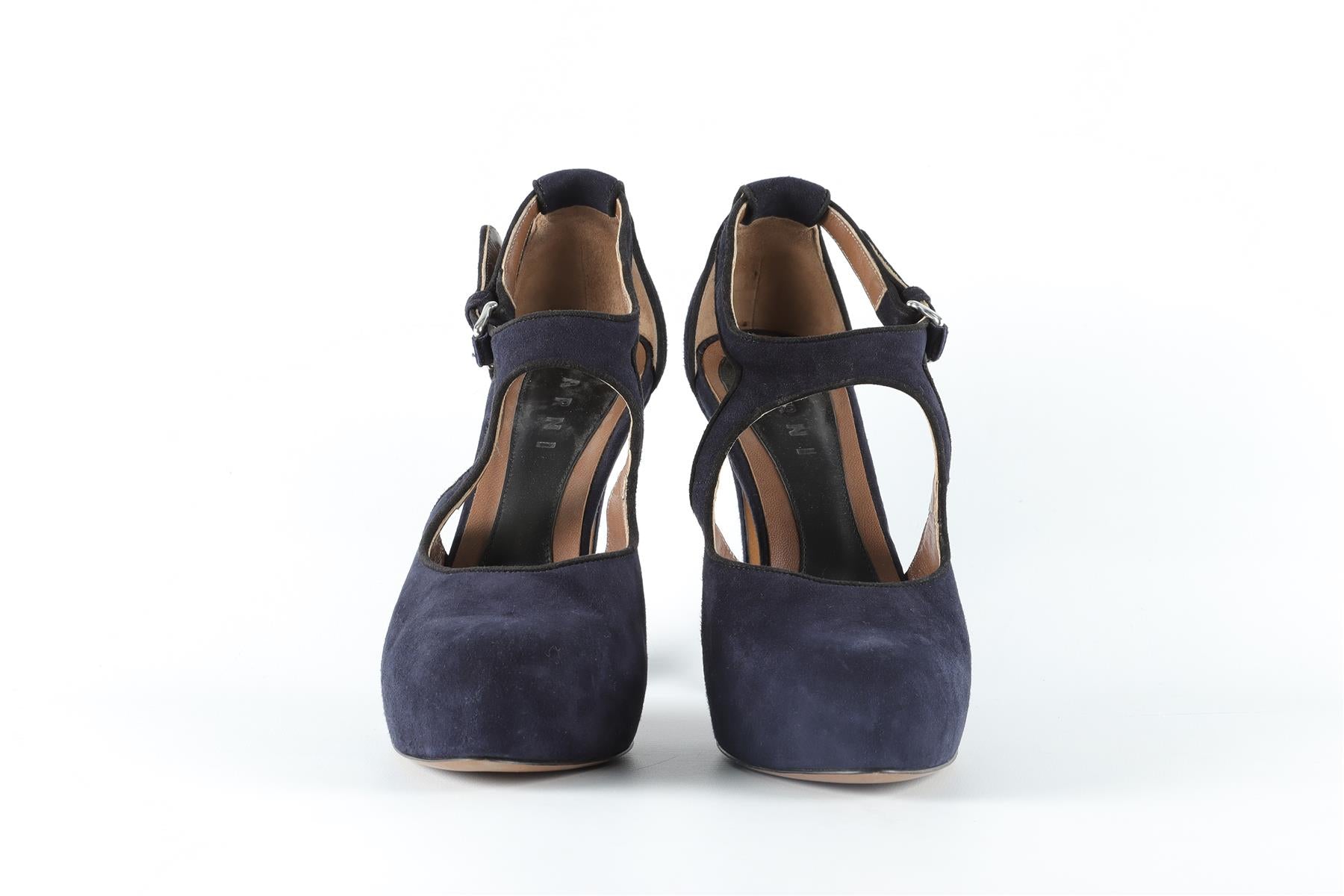 MARNI NAVY SUEDE PUMPS EU 39 UK 6 US 9