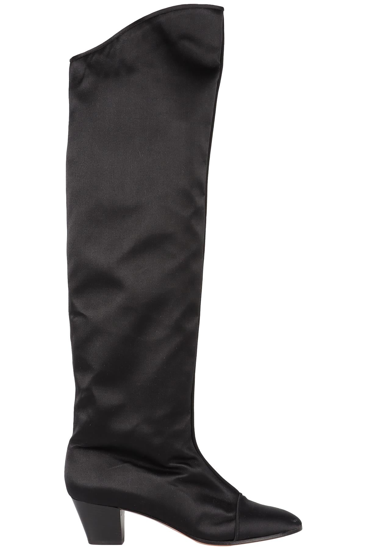 YVES SAINT LAURENT BLACK VINTAGE SATIN KNEE HIGH BOOTS US 8 UK 5 EU 38