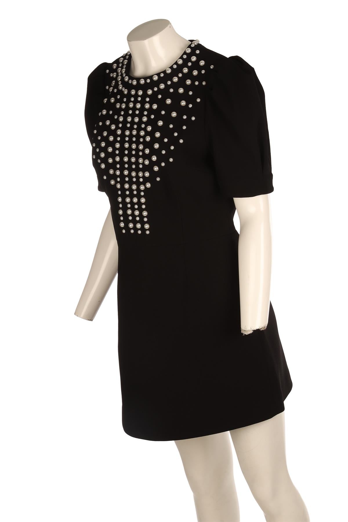 REBECCA VALLANCE BLACK WOOL MINI DRESS UK 14