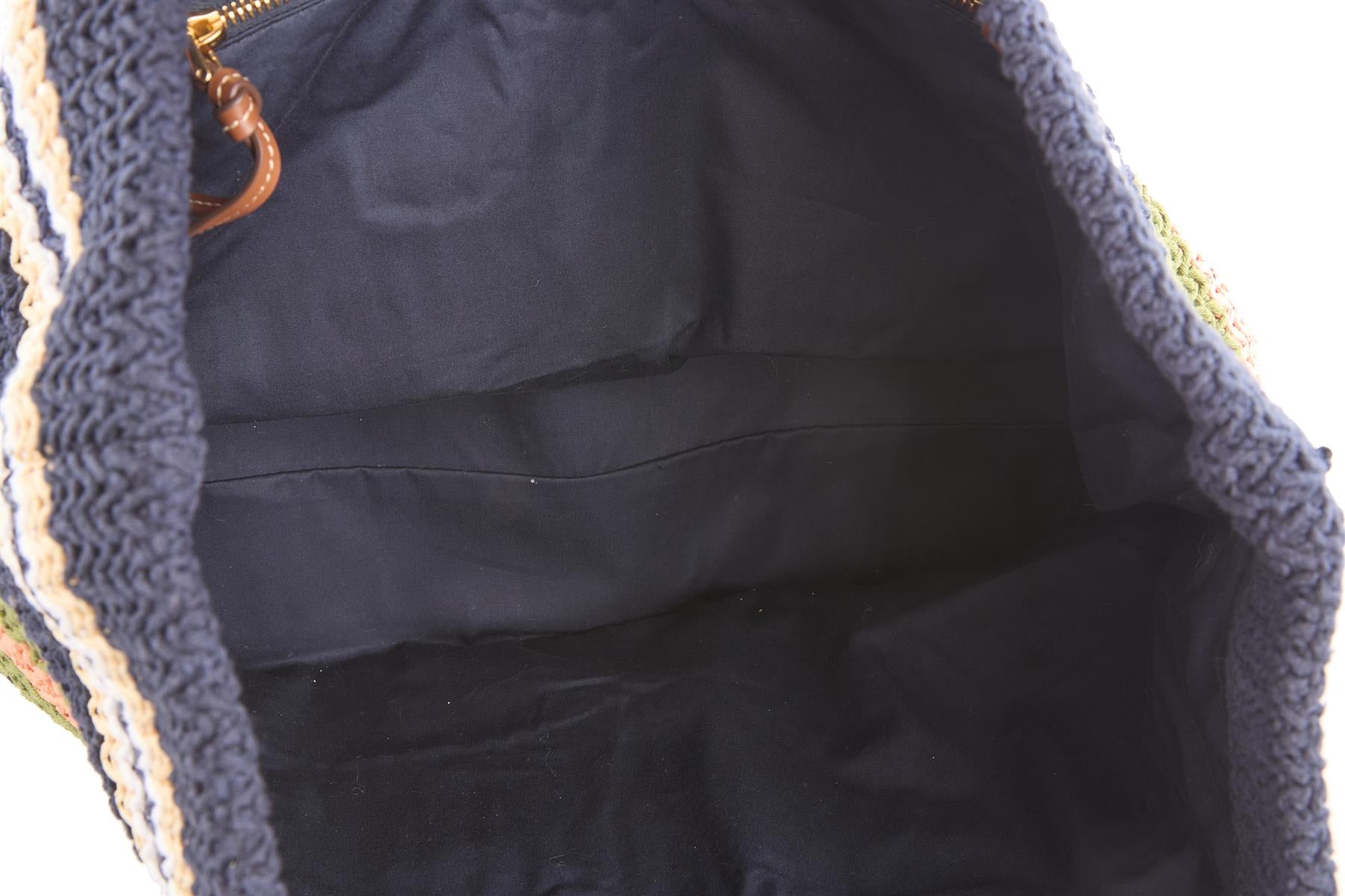 MIU MIU NAVY LOGO CROCHET TOTE BAG