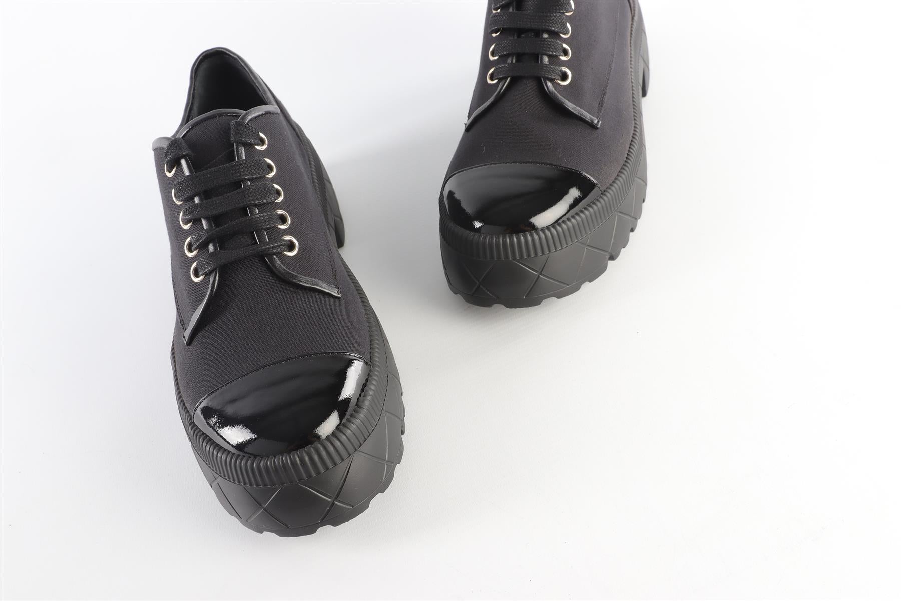 CHANEL BLACK 2024 CANVAS PLATFORM SHOES EU 40 UK 7 US 10