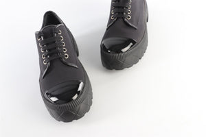 CHANEL BLACK 2024 CANVAS PLATFORM SHOES EU 40 UK 7 US 10