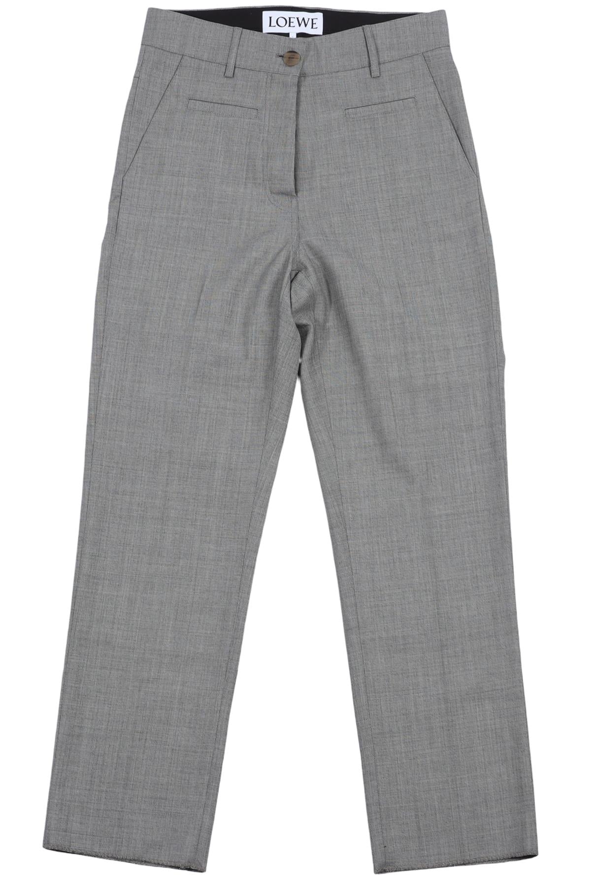 LOEWE GREY WOOL STRAIGHT LEG TROUSERS FR 34 UK 6