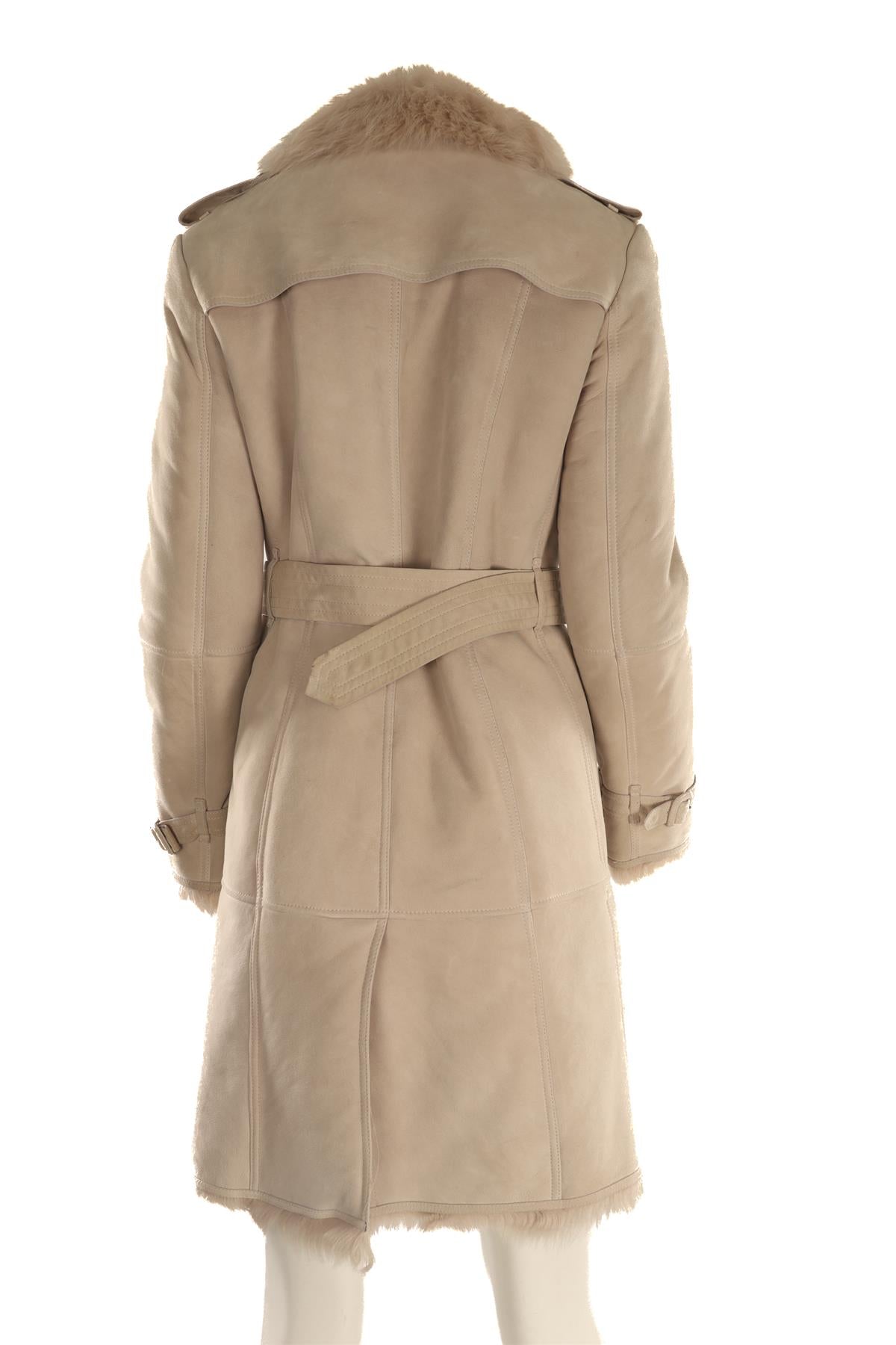 BURBERRY PINK SHEARLING AND SUEDE COAT UK 10