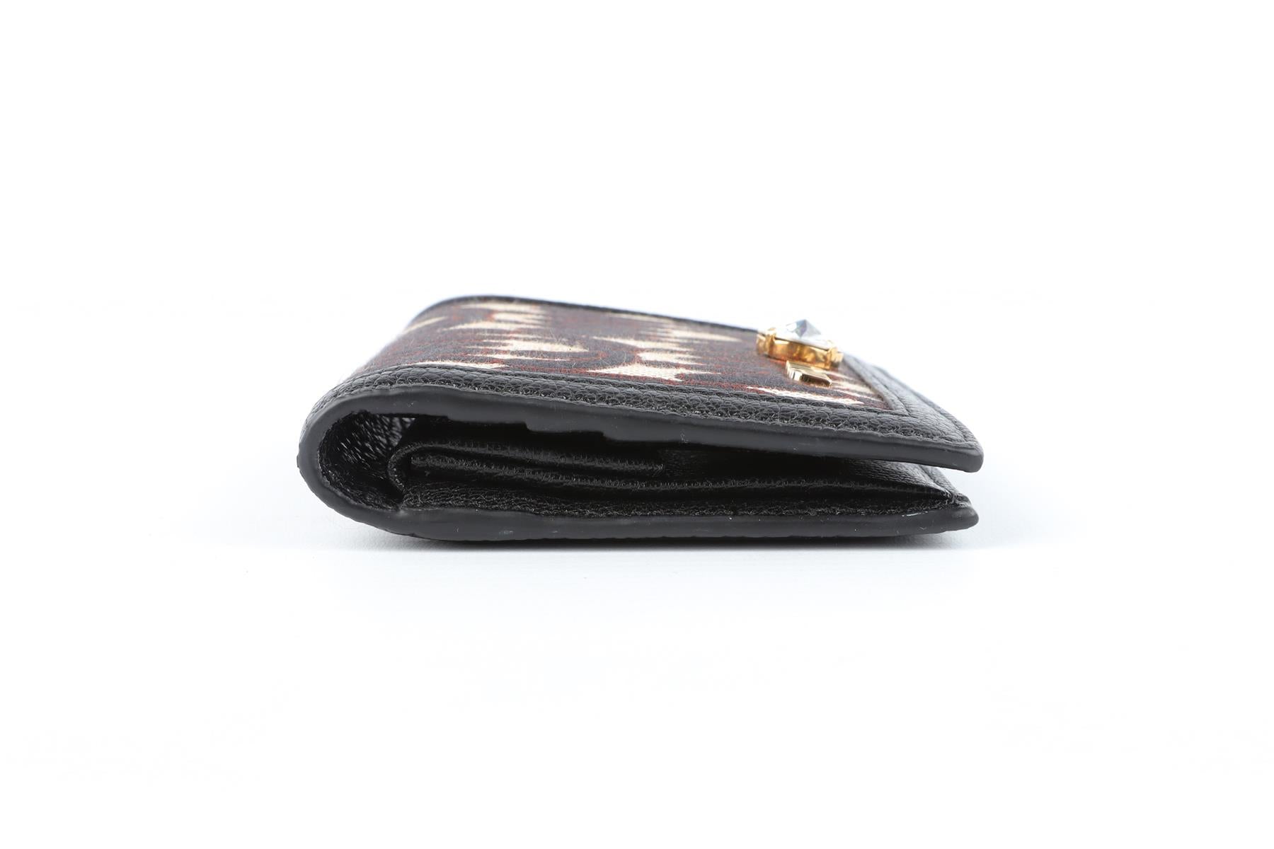MIU MIU BLACK MADRAS JACQUARD WALLET