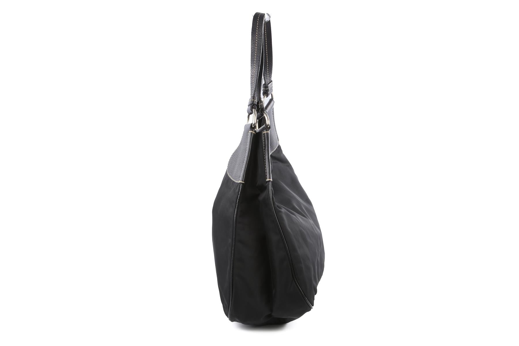 PRADA BLACK VINTAGE SEMITRACOLLA NYLON SHOULDER BAG