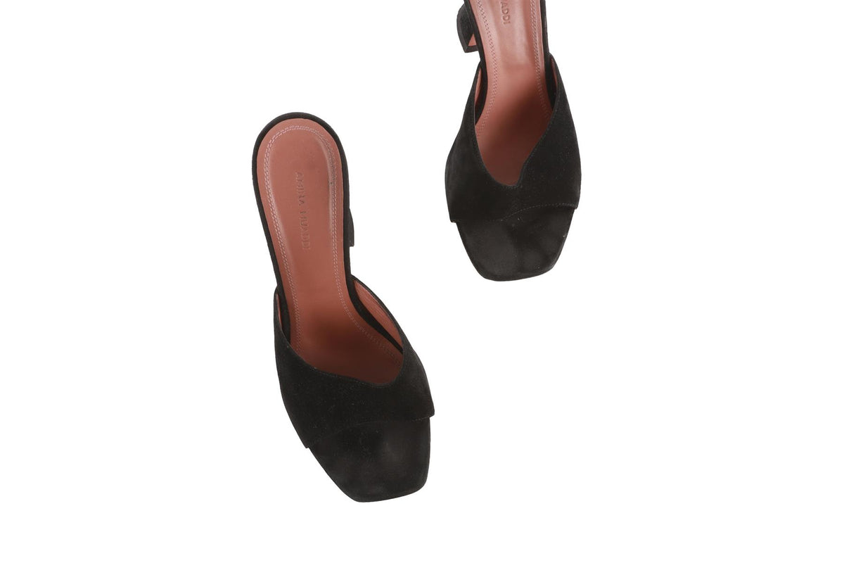 BLACK SUEDE MULES