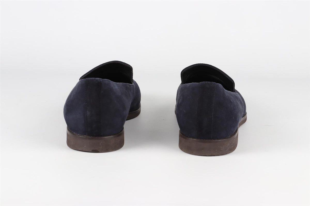 LORO PIANA NAVY SUEDE LOAFERS EU 37 UK 4 US 7