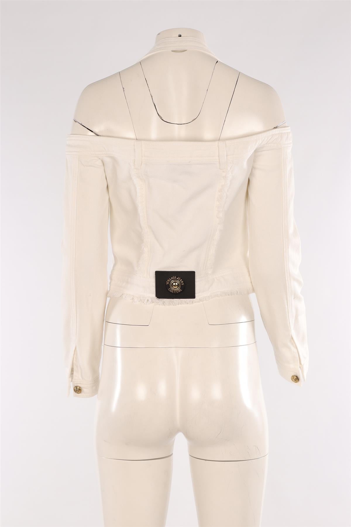 VERSACE JEANS COUTURE WHITE DENIM JACKET IT 42 UK 10