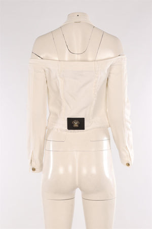 VERSACE JEANS COUTURE WHITE DENIM JACKET IT 42 UK 10