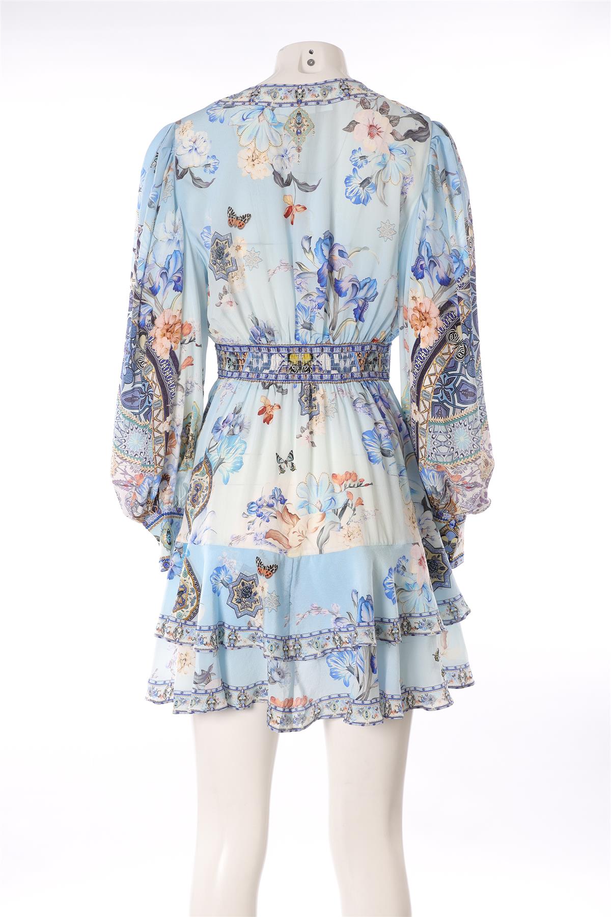 CAMILLA BLUE SILK MINI DRESS MEDIUM