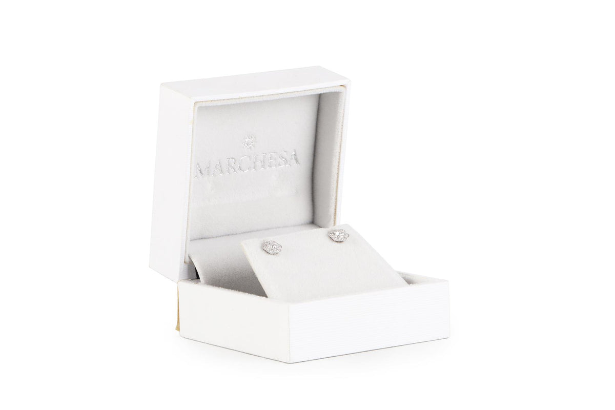 MARCHESA 18K WHITE GOLD AND DIAMOND STUD EARRINGS