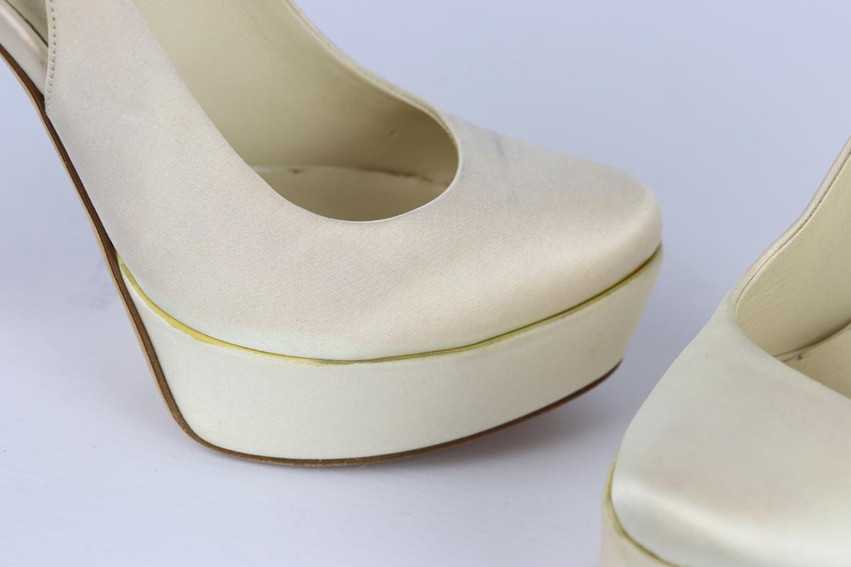 VERA WANG LAVENDER SATIN PLATFORM SLINGBACK PUMPS EU 37 UK 4 US 7