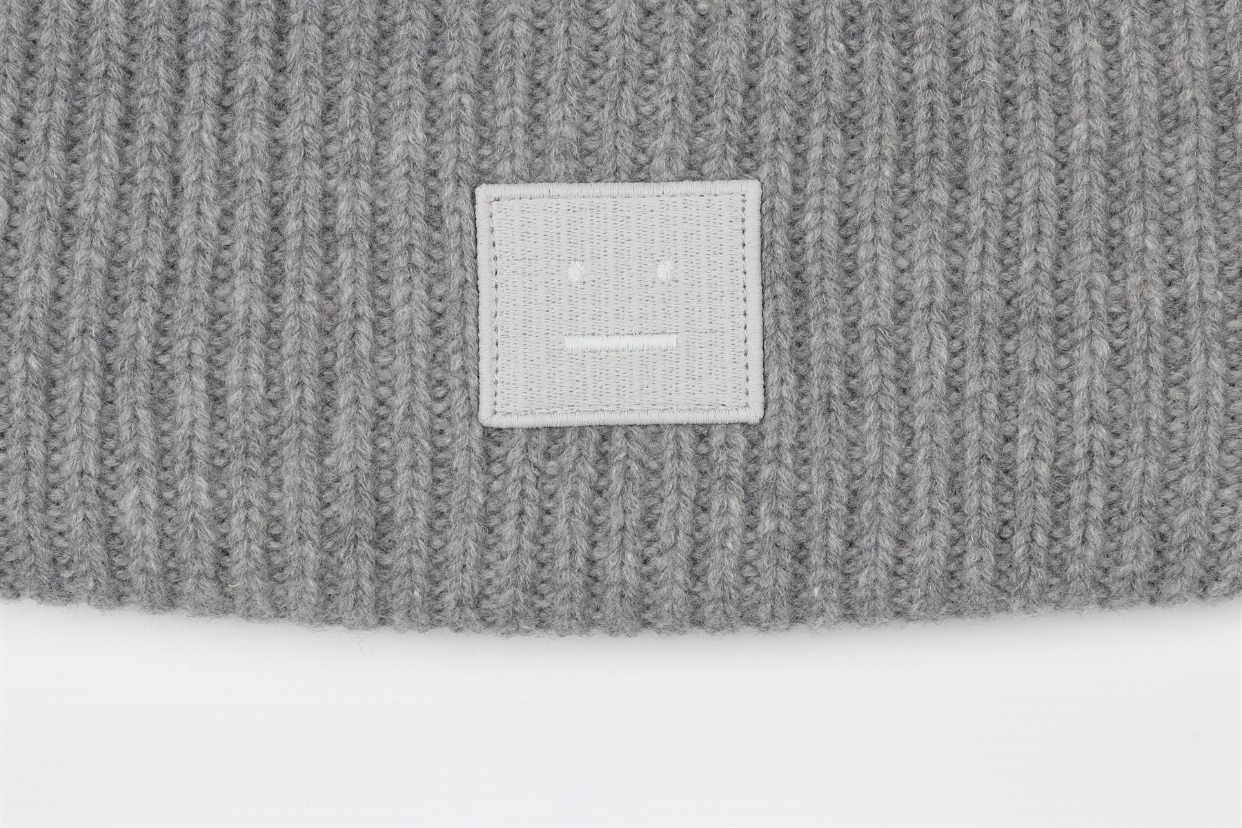 ACNE STUDIOS GREY WOOL BEANIE ONE SIZE