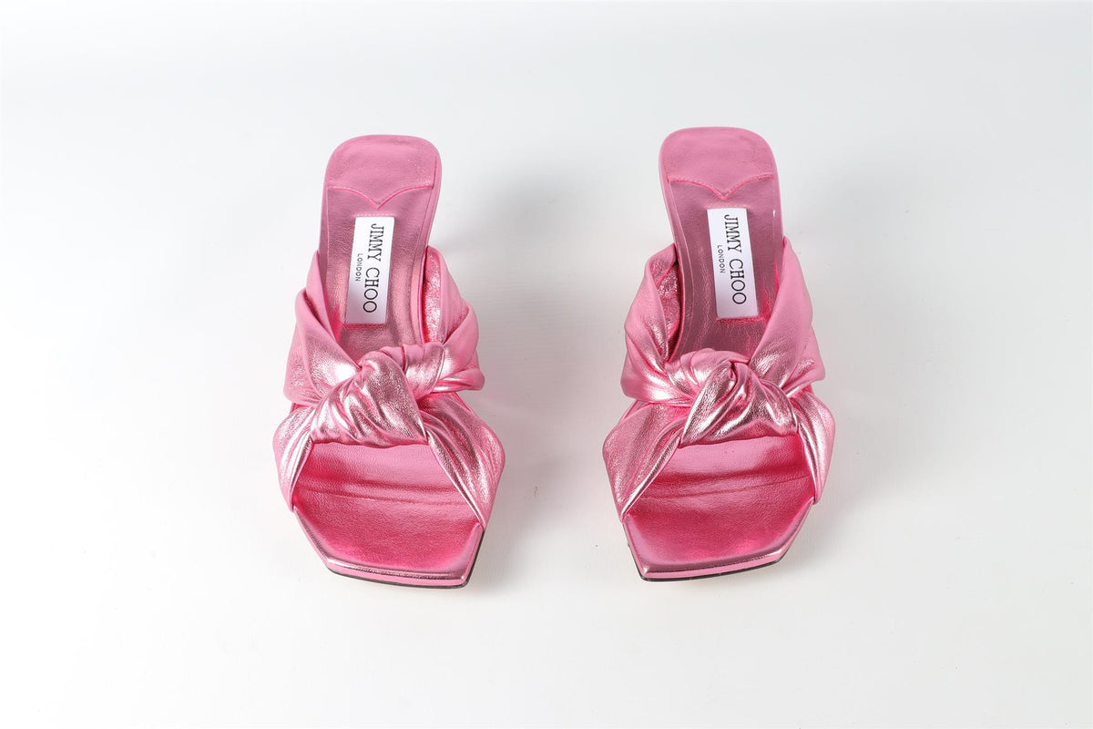 JIMMY CHOO PINK AVENUE LEATHER SANDALS EU 38 UK 5 US 8