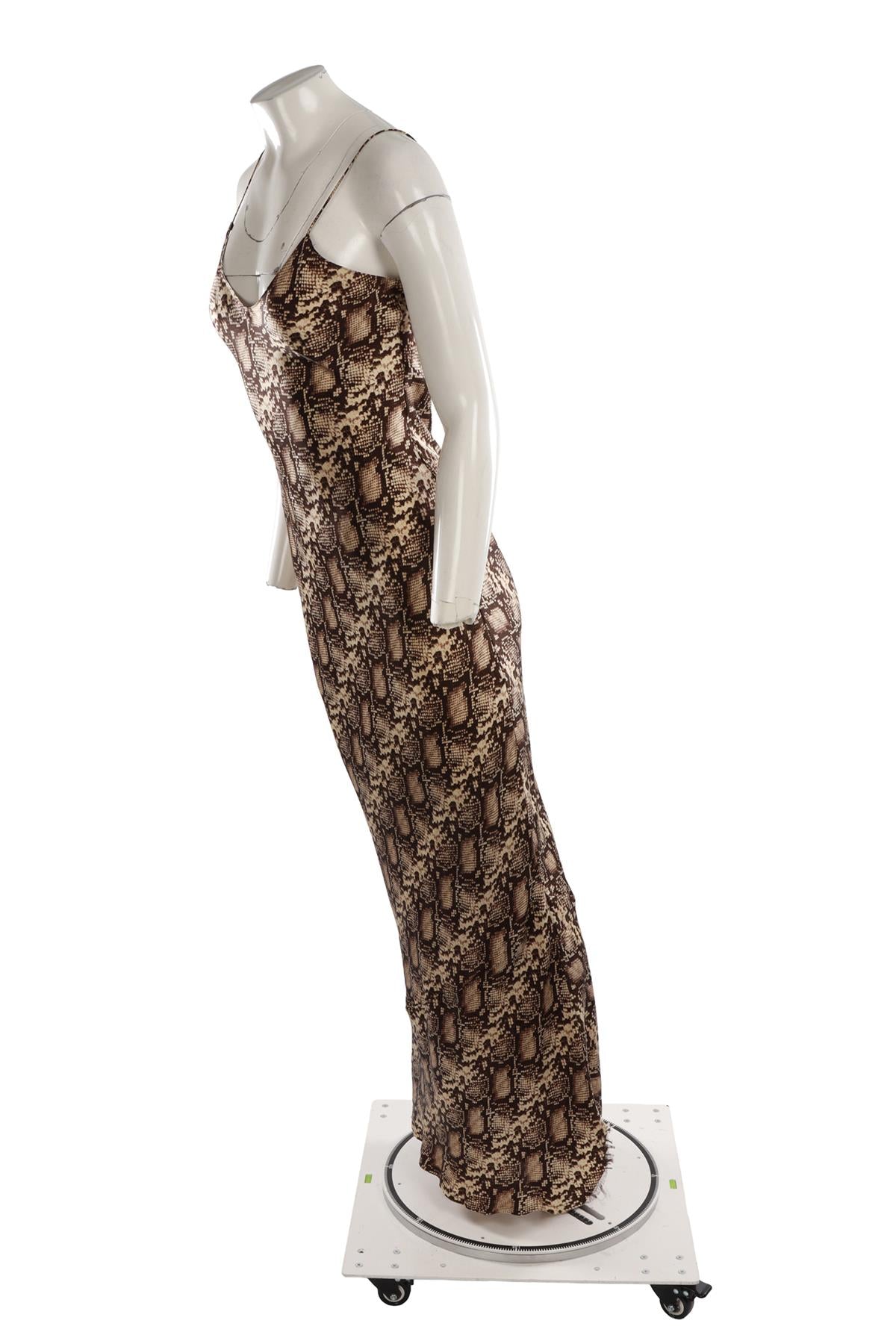 NILI LOTAN BROWN SILK MAXI DRESS SMALL