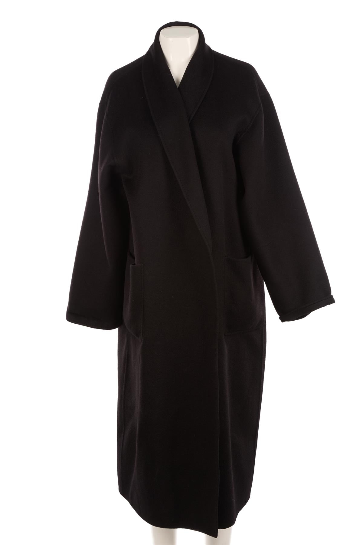 MAX MARA BLACK VINTAGE CASHMERE COAT UK 16