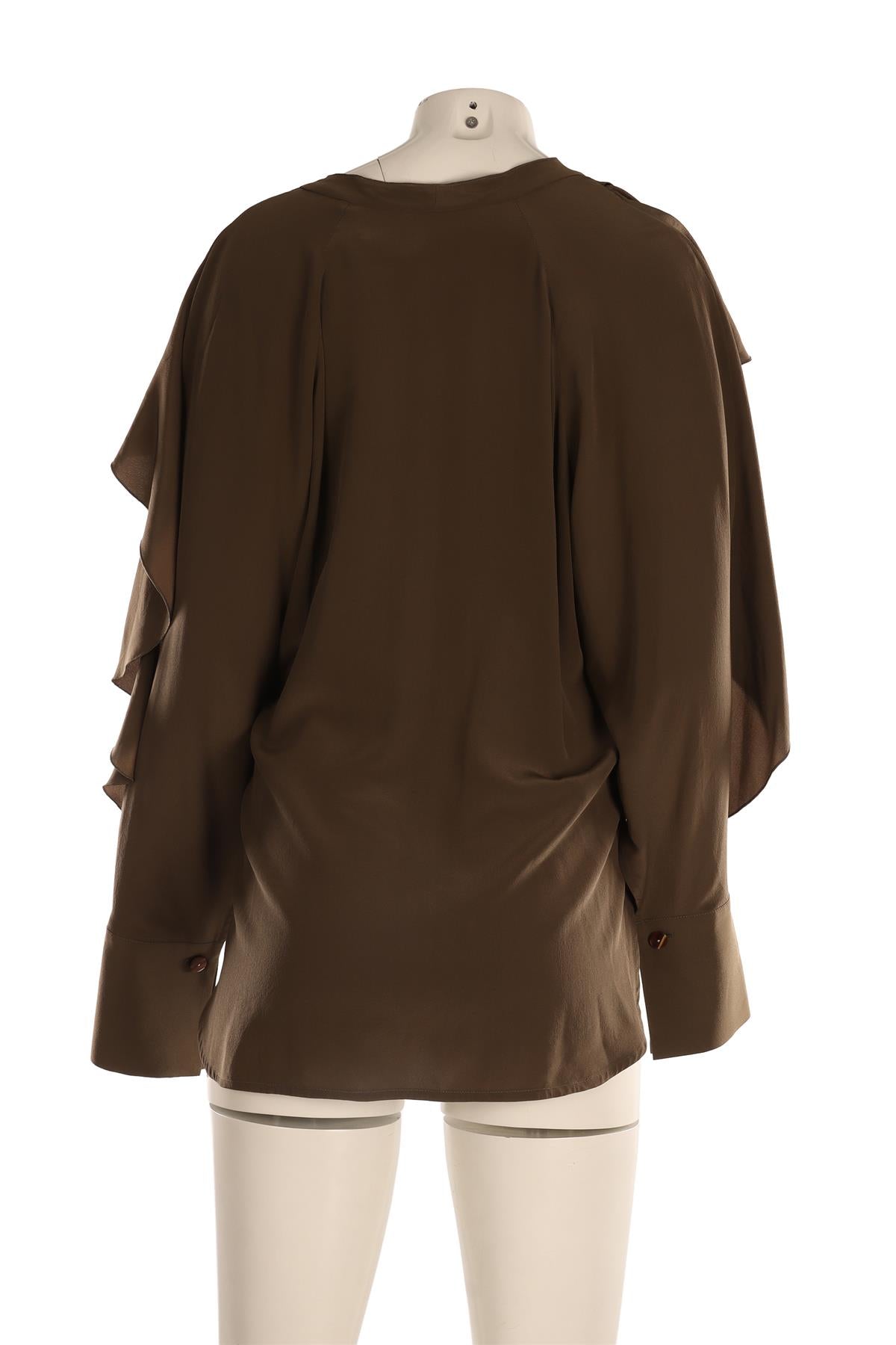 VICTORIA BECKHAM GREEN SILK TOP UK 8