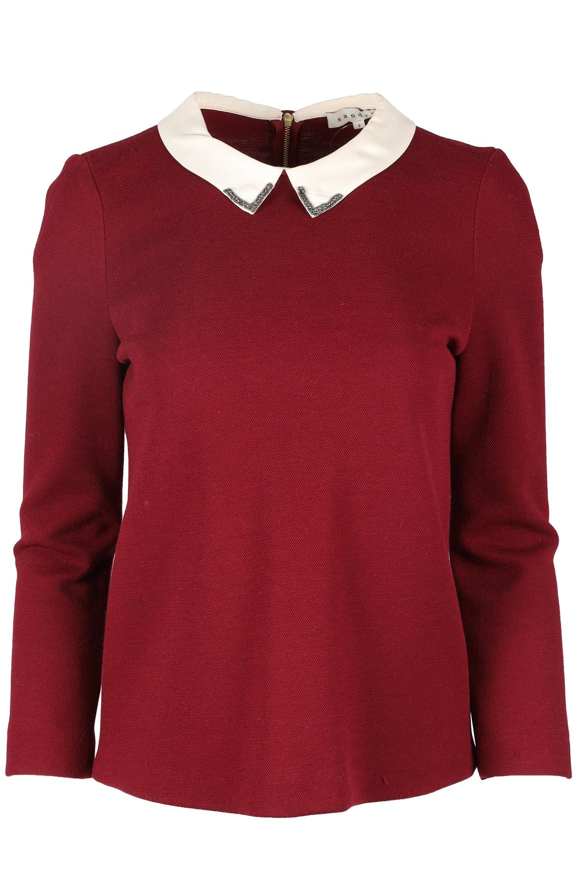 SANDRO RED WOOL TOP MEDIUM