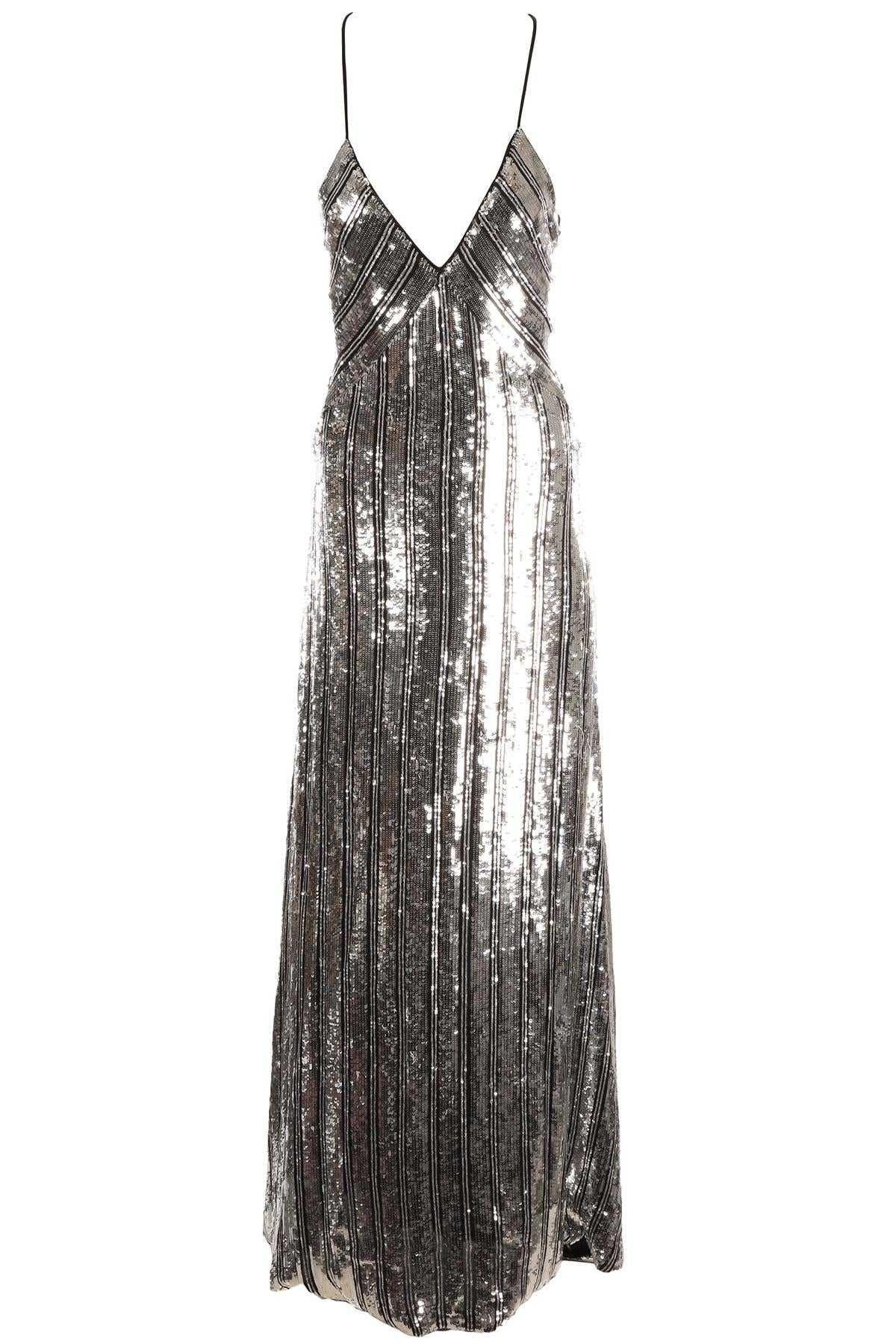 GALVAN LONDON SILVER SEQUIN DRESS UK 10