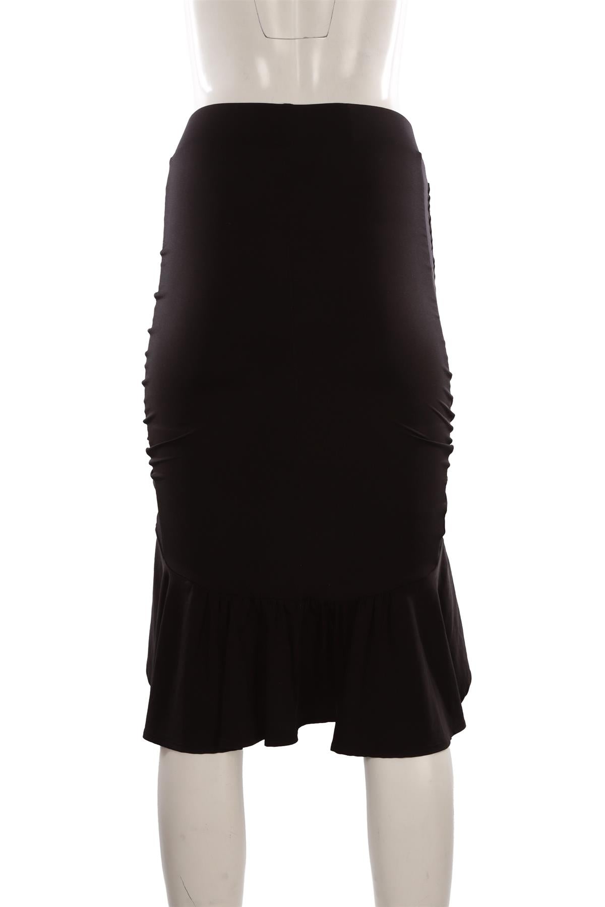 BLACK JERSEY MIDI SKIRT