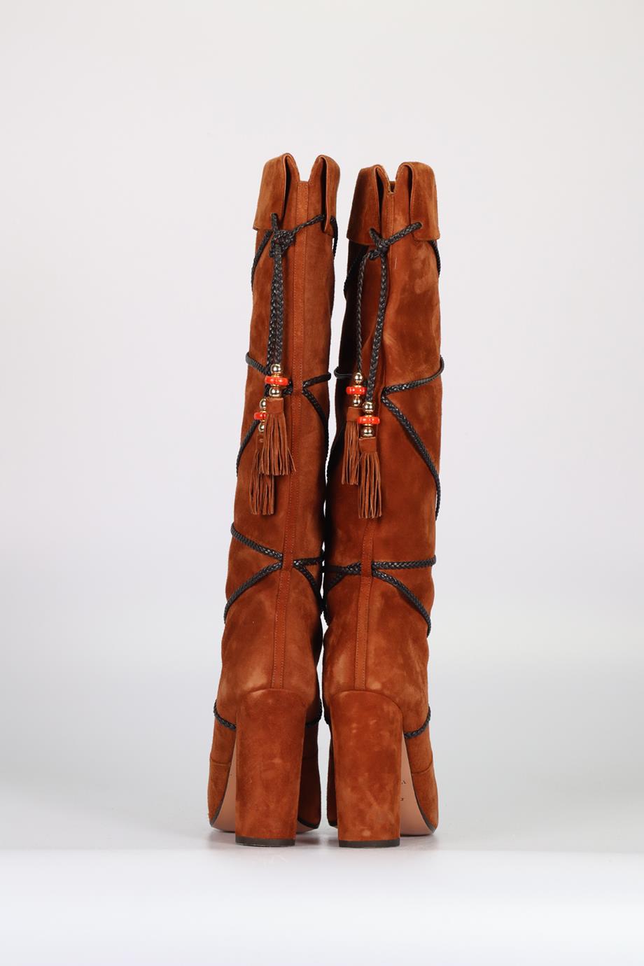 AQUAZZURA SUEDE KNEE HIGH BOOTS EU 38.5 UK 5.5 US 8.5